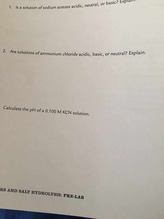 Is a solution of sodium acetate acidic, neutral, o