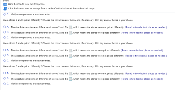 below. EEBClick the icon to view the item prices. Click the icon to view an excerpt from a table of critical values of the st
