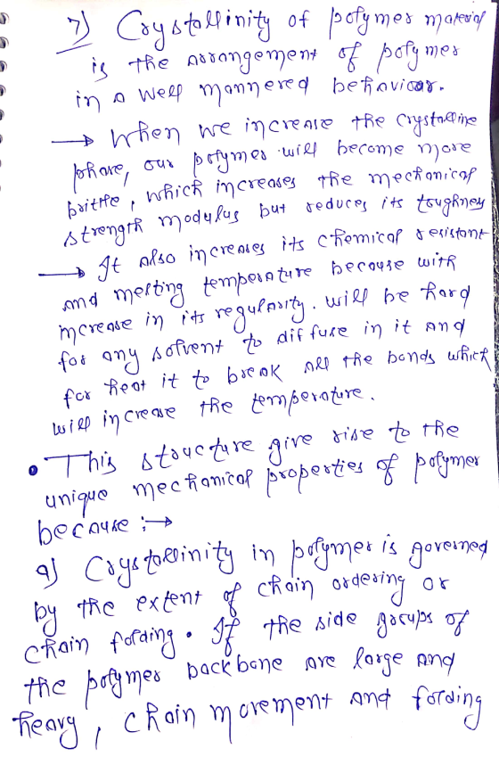 strength modulus but reduces its toughney brittle, which increases the mechanical ) Crystallinity of polymer morsing is the n