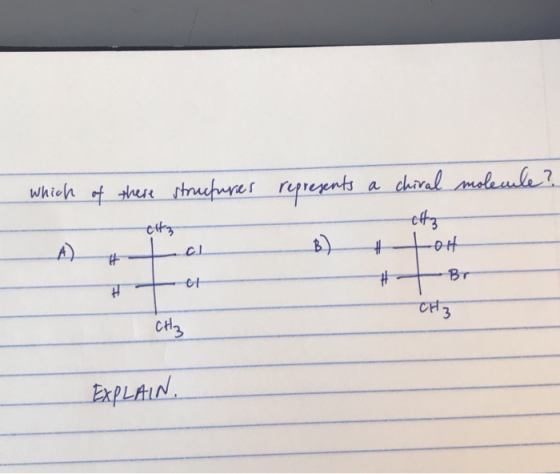 which of these structures represents a chival eta molecule? B) tot 3 - CH₂ EXPLAIN.