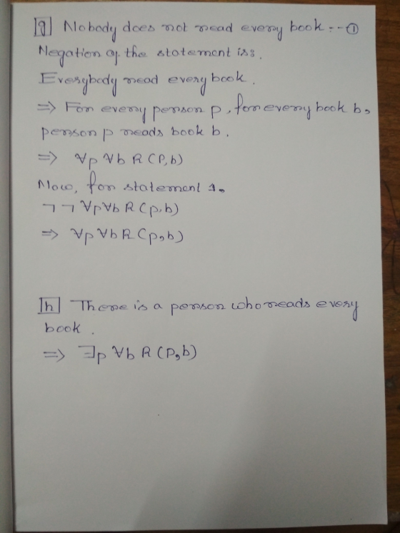 the stotement iso, neod book .. lol No body does not read every Negation of book Everybody every - For every possonp, for eve