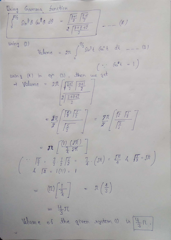bring Gamma function Ml2 (ht 2t 2 Sin (as lo do 2 16+q+2 2 wring (2) . Volume ar s Sint (as t dt Cast 1) C. get wing (*) in