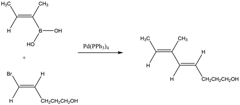 H3C
В-он
Hс
с
Pd(PPh34
CH2CH2CH2OH
н
сн,сн,сн,он
