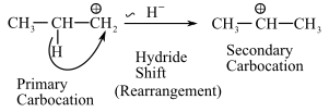 Н
CH—ҪH—СH,
CH CH-CH
Secondary
Carbocation
Hydride
Shift
Primary
Carbocation (Rearrangement)
