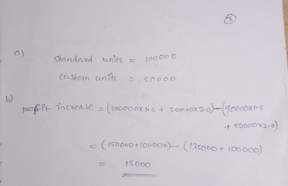 Standard units = 100000 castom units = 50000 po pºt increase - (100000X 105 + SOODEX 2-0190000X105 + 50000/2.0) (150000+10000