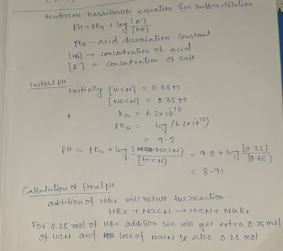 Henderson Hasselbalch equation for buffer solution. PH=pka & la la THA) Pka - acid dissociation constant LHA concentration of