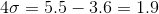 40 = 5.5 – 3.6 = 1.9