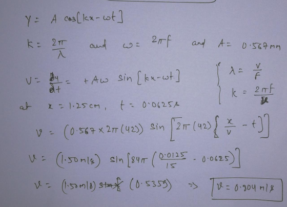 Y A casller-ot] 2f and A=0.569mn aud k: 2r V F +Aw Sin [k-ut 2 mf k t0.0625A at xニ1.25cm , V (0567x2T (42)) Sin 2m (42) 00125