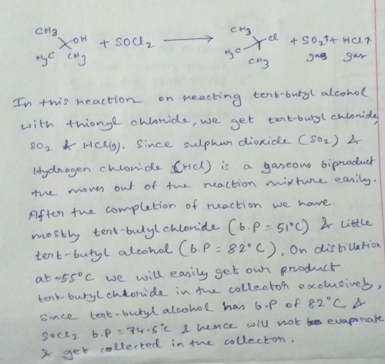 CH3 + SOcuz Sar CH3 neacting tert-6utyl alcoho tent-butyl chlonida 01 0). Since sulphun diokide CS02) A Tn this heaction on w
