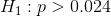 H1 :p > 0.024