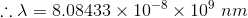 :: X = 8.08433 x 10-8 x 10 nm