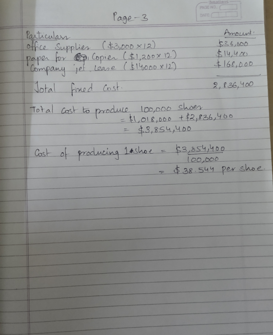 Embun PAGE NO. DATE Page-3 Particular Amount office Supplies ($3,000* 12) $36,000 paper for Coop Copier ($1,2008 12) $14,400