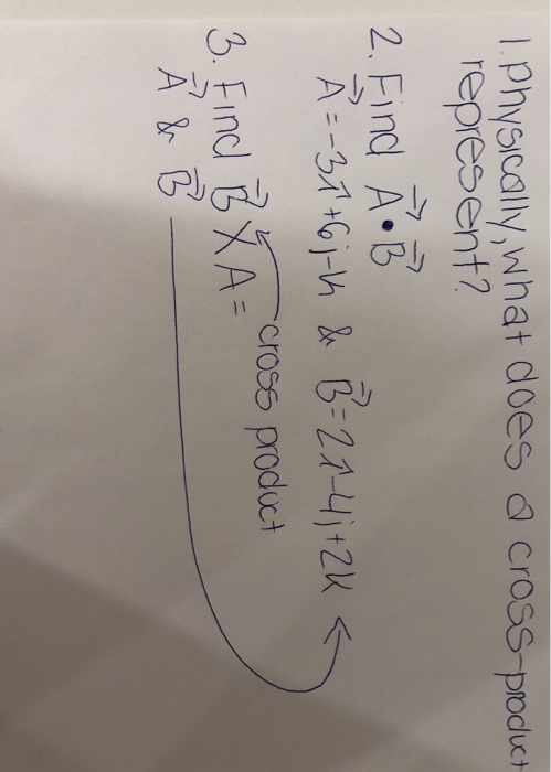 Physcally,what does cross product represent? 2. Find Ab