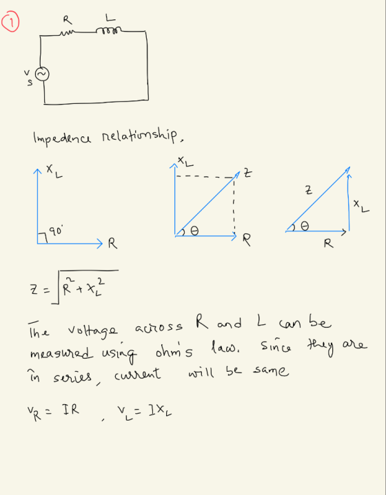 umn >a Impedence relationship, -12 Z 0790 R 2 Z = 1 The voltage across R and L can be measured using ohns law. Since they ar