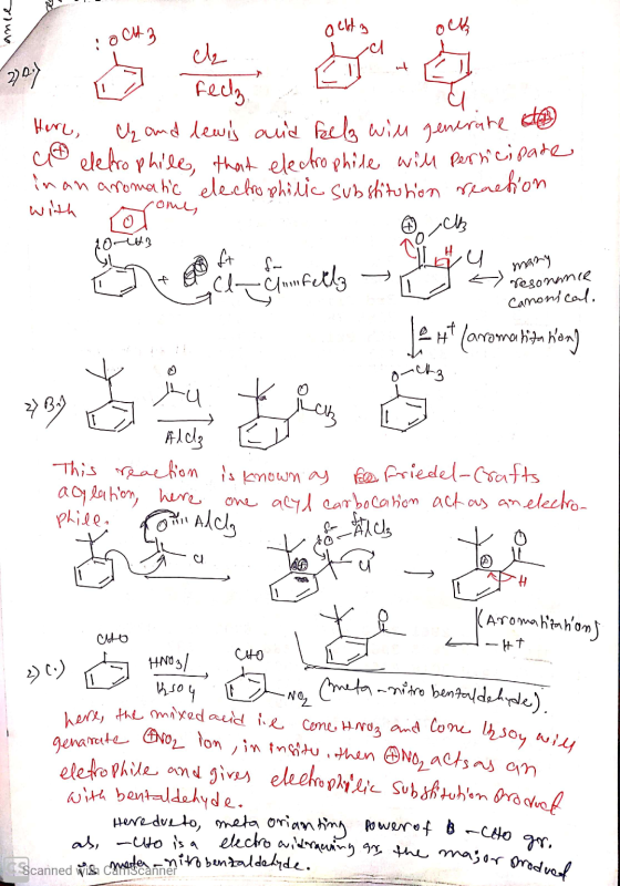 ance ockta ochz eclz Here, U and lewis and Feely will generate o eletrophile that electrophite will pernicipao in an aromatic