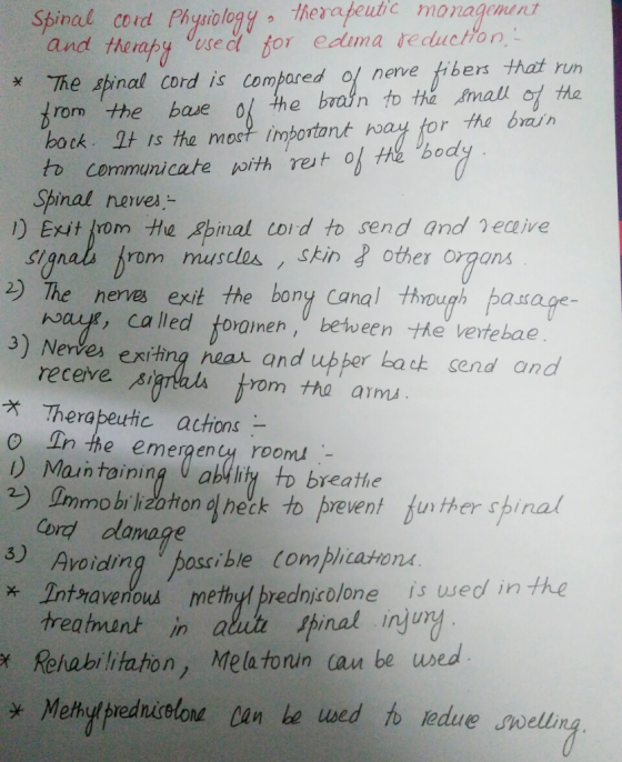 managene Spinal cord Physiology thexa peutic and Heapy used for eduma teducton, The spinal Cord is Compared of nerve ibers th