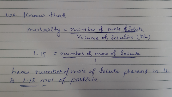 mole Soluk Volume ef Soluliin (in L) mole hene numbeh 込 1.IS mol