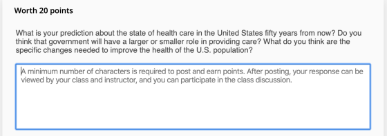 Worth 20 points What is your prediction about the state of health care in the United States fifty years from now? Do you thin