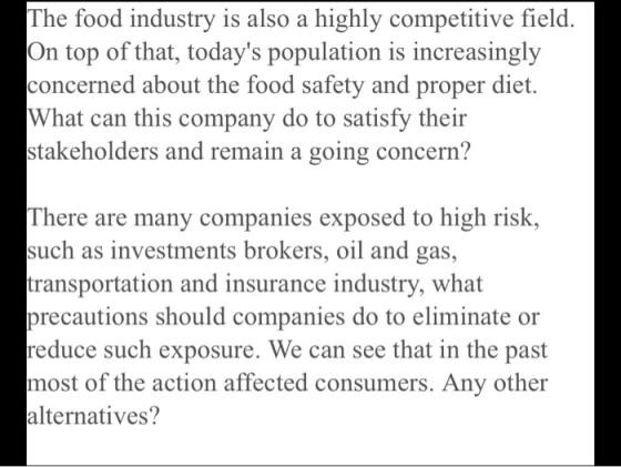 The food industry is also a highly competitive field. On top of that, todays population is increasingly concerned about the