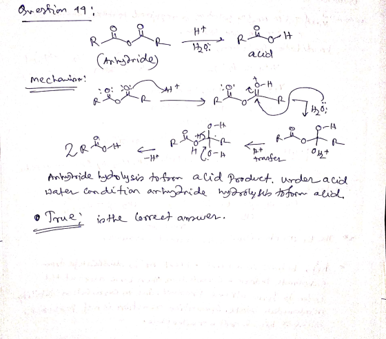 Question 49 ht HO ort R acid (Artydride) mechanism + OCH R 0-14 -14 of 2REGH H Resto Coor Obyt Antybride hydrolysis to form a