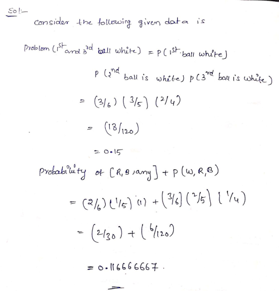 Consioe the tollwi ien c3 ball is white) 8120) O.15 126