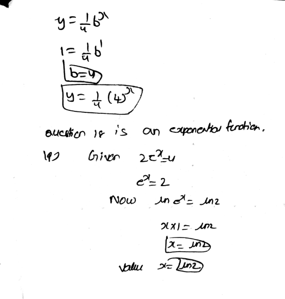 y = 16 != 40 b= y= < (45 is Question is function, exponential an 192 Given 20²4 e2_2 Now in ela una 2x1= in x= und Xe Linz)