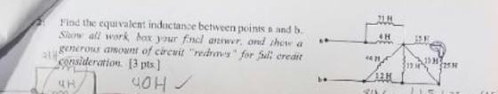 Сн Find the equivalent inductance between points and b. Show all work box your fine art, and than a generous amount of circui