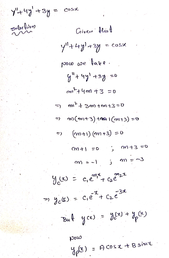 у+чэ +3) Soletion Given fliad у+++2)**Я COSX оw we go to . 9 +421 - 23 - Чт +3 = 0 = m* + 2 + 2 0 2) ww(m+3) 19 (12) =0 (