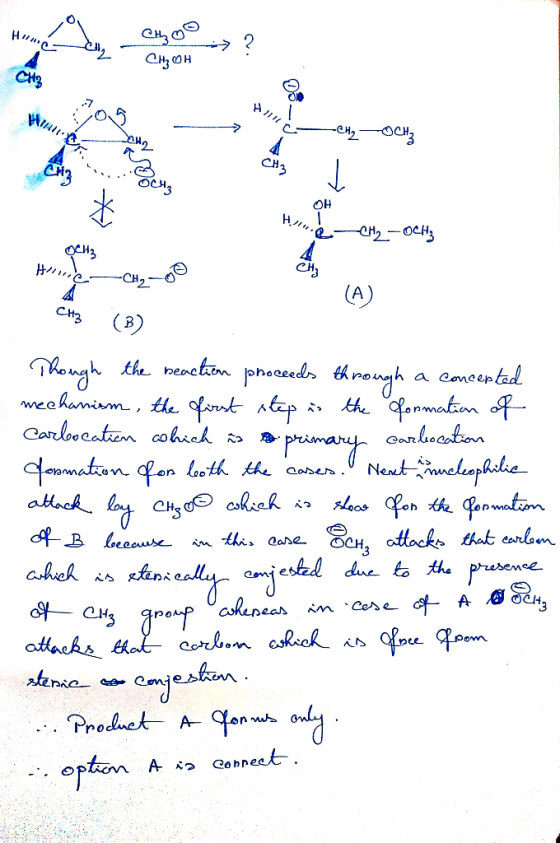 de Cthy go CH3OH OCH3 - OH H...e heo ch Though the beaction proceeds through a concepted mechanism, the first step is the for