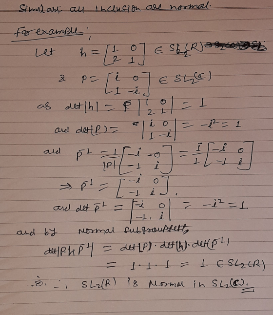 21 Simhast, all inclusion are normal For example Let h = (1 of ESER p=ri o77 ESLC) LI -ědi as det /h1 = $ 120l = 1 and der P)