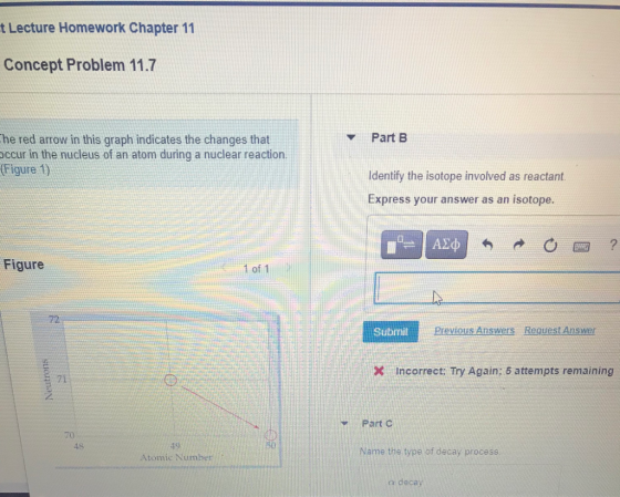 t Lecture Homework Chapter 11 Concept Problem 11.7 Part B The red arrow in this graph indicates the changes that occur in the