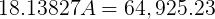 18.13827A = 64,925.23