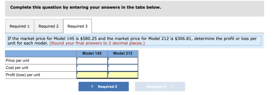 Complete this question by entering your answers in the tabs below. Required 1 Required 2 Required 3 If the market price for M