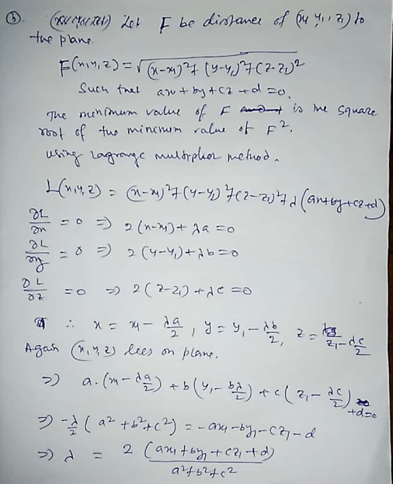 O. (ccocel) Let I be distance of pu 2) to the plane F (1, 2) = √(1-x) 4 (3-4, J7 (2-22 Such that awt by & CZ + d 20 The minim