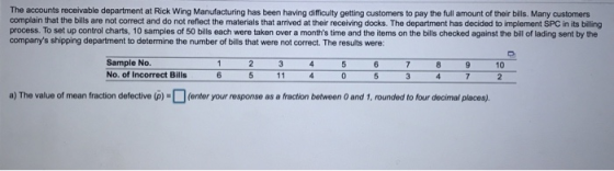 The accounts receivable department at Rick Wing Manufacturing has been having difficulty getting customers to pay the full am