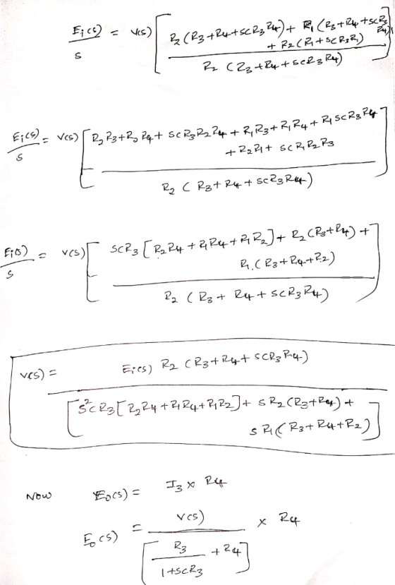 E c = Ves) 2120 + Ry+SCR3 R4) + B (23+24 ASCE & R2(R, A SCR;R) R (22 + 2y + sc23 R4) Ei(9) 3 k2 fr+R, R3+R, R4 + RI SC R3 R4