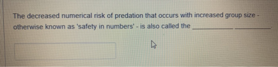 The decreased numerical risk of predation that occurs with increased group size - otherwise known as safety in numbers - is