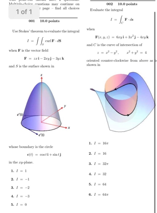 Multinlechnice aestions may continue on 1 1 of 1 4 page - find all choices 002 10.0 points Evaluate the integral 001 10.0 poi