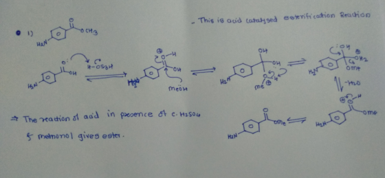 - This is auid catarged esterification Reaction O HOSH он Om meot mé of c. H2SO4 The reaction of aad in presence smetnonol gi