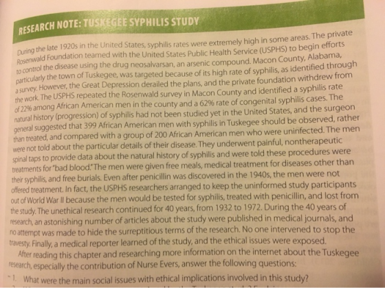 ARCH NOTE: TUSKEGEE SYPHILIS STUDY During the late 1920s in the United State United States, syphilis rates were extremely hig