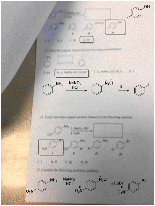 OH NH2 NaNO2 2HCI N2CI Hal, NH2 NaNO2 N2CI HCI
