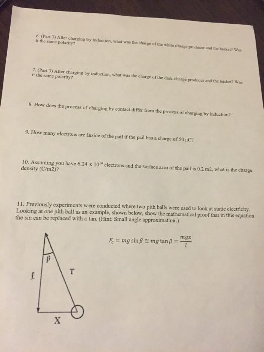 After charging by induction, what was the charge o