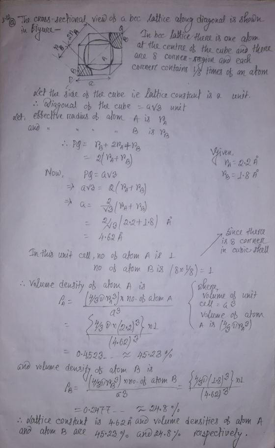 0 0 The cross-sectional view of a bec lattice along diagonal is shown in figure- In bec lattice there is one atom at the cent