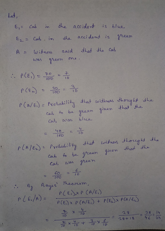 Lad, dhe accident E, Cab im blue is accidamt is E Cab in ean hat the Cab witmers said A = One reen was PCE)30 30 100 PCA/E) P