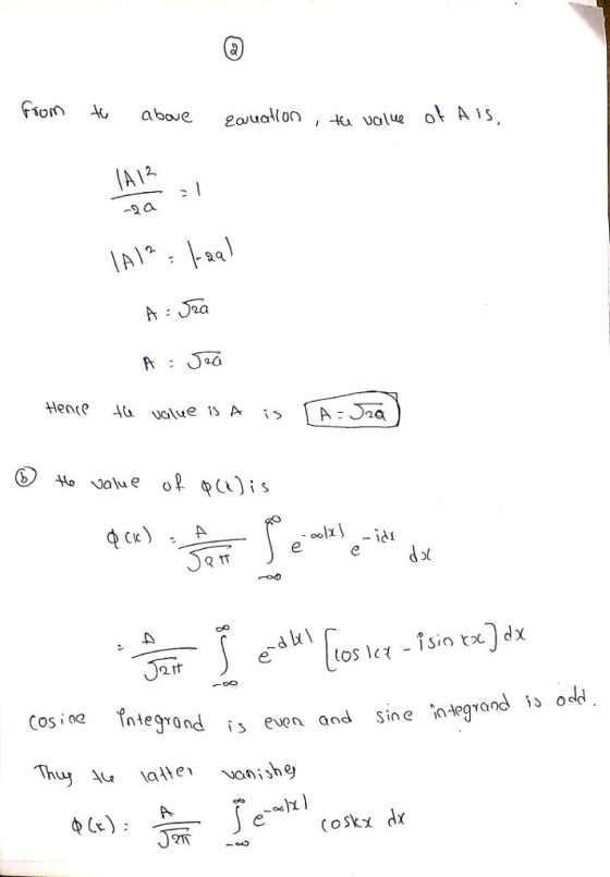 fiom aboj -2 a φ(x) , A Q TT J2.r egrond is en and sine negand 13 odd Coskx dx