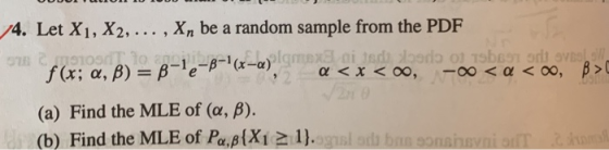 74. Let X1, X2, ..., Xn be a random sample from the PDF 010105T10 by Disclado Ol betrov , a < x < oo, -o < a < oo, (a) Find t