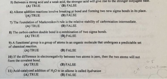 rise to the stronger conjugälté baše. 5) Between a strong acid and a weak acid, the stronger acid will give 6) Alkene additio