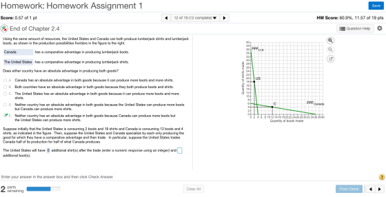Homework: Homework Assignment 1 Save Score: 0.57 of 1 pt 12 of 19 (12 complete) HW Score: 60.9%, 11.57 of 19 pts % End of Cha