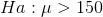 Ha: \mu > 150