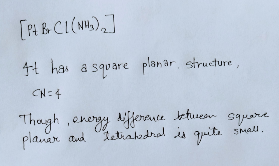 [PL &CI(N) tha a square planar. struecture , CN-4 Thagh ,enogy ifferace etuea planar aud Square SMal tetrahedral is te